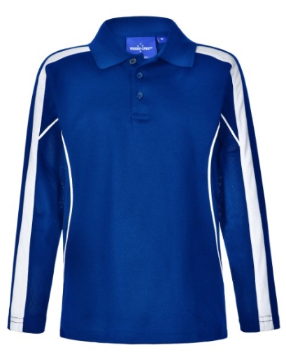 Picture of Winning Spirit Kids Celebrity Polo Shirt Long Sleeve 60% Cotton 40% CoolDry Polyester with breathable mesh panels