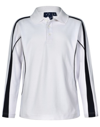 Picture of Winning Spirit Kids Celebrity Polo Shirt Long Sleeve 60% Cotton 40% CoolDry Polyester with breathable mesh panels