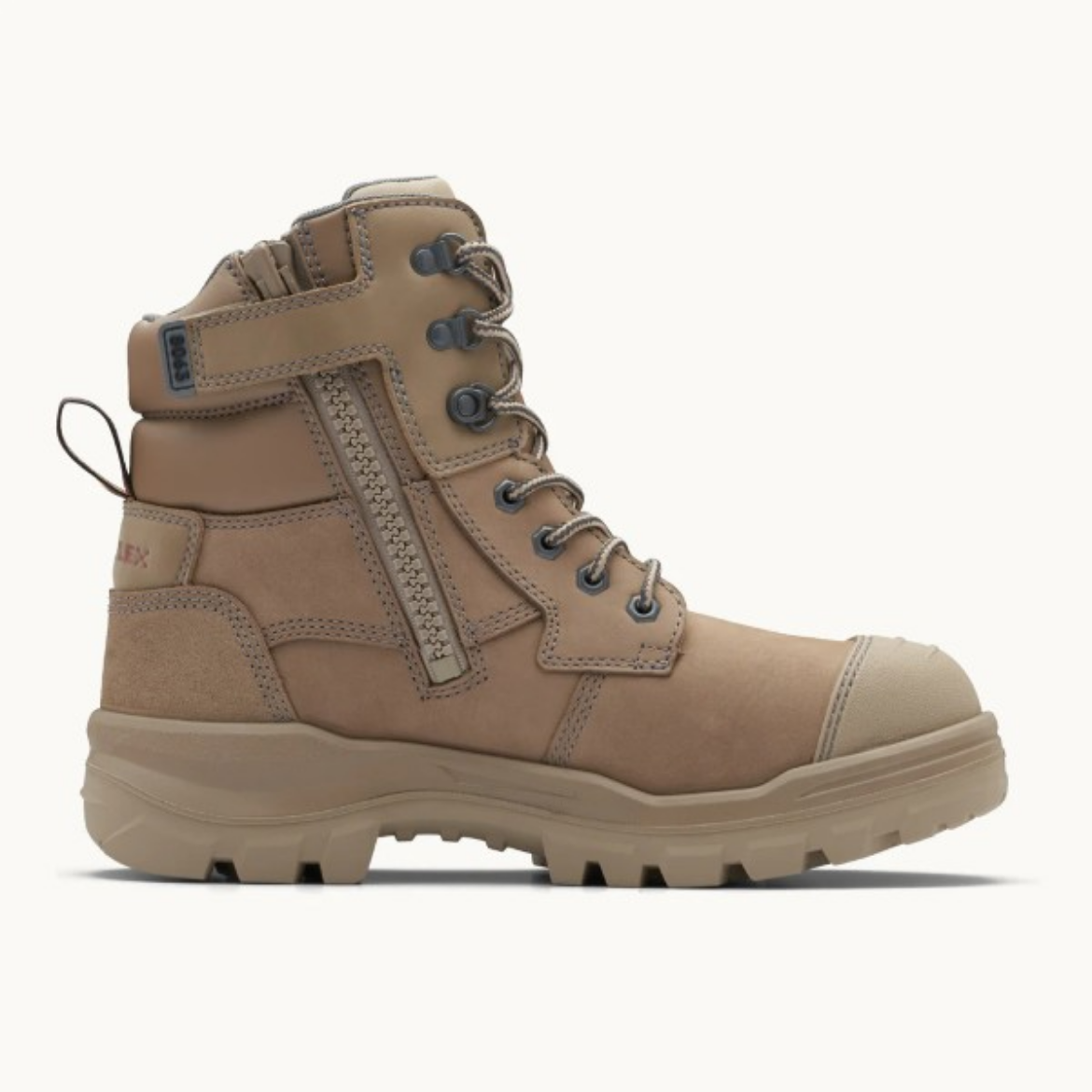Picture of Blundstone ROTOFLEX Boot Zip Side Lace up Safety Boot Stone TPU Toe Guard