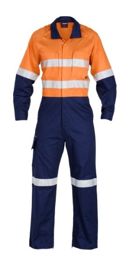 Picture of King Gee Workcool Combination Cotton Drill Overalls RT1 Reflective Tape 2 Tone