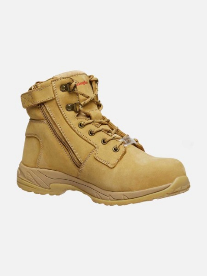 Picture of King Gee Ladies Tradies Lace Up Zip Side Boots Wheat