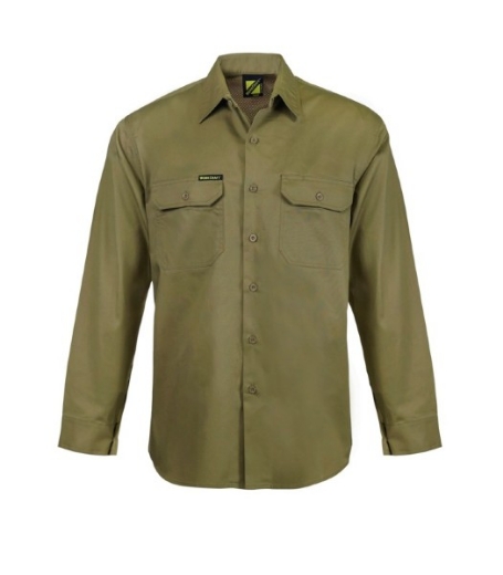 Picture of Workcraft Lightweight Cotton Drill Vented Work Shirt Long Sleeve