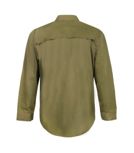 Picture of Workcraft Lightweight Cotton Drill Vented Work Shirt Long Sleeve