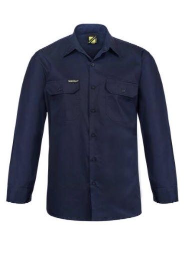 Picture of Workcraft Lightweight Cotton Drill Vented Work Shirt Long Sleeve