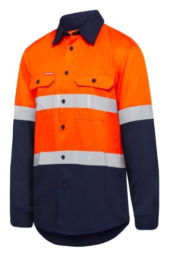 Picture of Hard Yakka Core Cotton Drill Shirt Long Sleeve with Reflective Tape