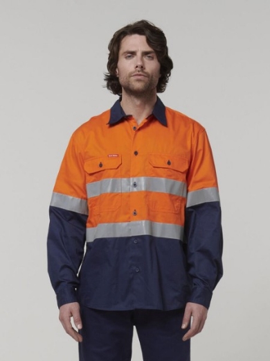 Picture of Hard Yakka Core Cotton Drill Shirt Long Sleeve with Reflective Tape