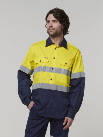 Picture of Hard Yakka Core Cotton Drill Shirt Long Sleeve with Reflective Tape