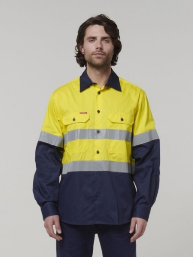 Picture of Hard Yakka Core Cotton Drill Shirt Long Sleeve with Reflective Tape