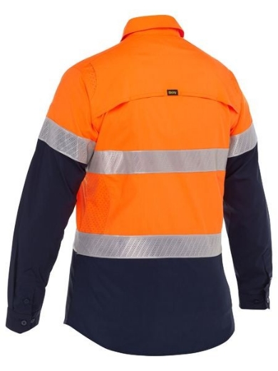 Picture of Bisley Ladies X Airflow Hi Vis Taped Stretch Ripstop Shirt
