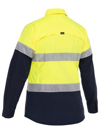 Picture of Bisley Ladies X Airflow Hi Vis Taped Stretch Ripstop Shirt