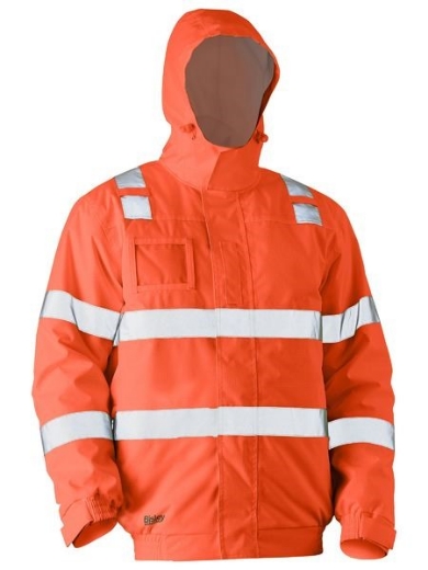 Picture of Bisley Hi Vis Wet Weather Bomber Jacket with Reflective Tape