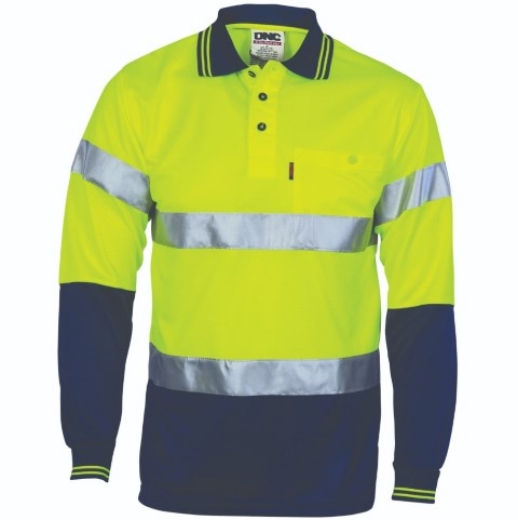 Picture of DNC Polo Shirt Long Sleeve Cool Breathe 100% Polyester Micromesh with Reflective Tape
