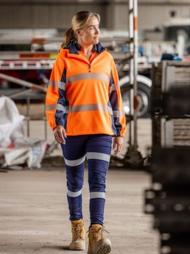 Picture of Bisley Ladies Flex and Move Hi-Vis Taped Liquid Repellent Fleece Hoodie