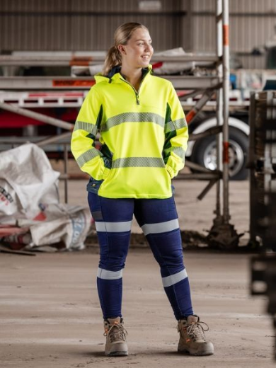 Picture of Bisley Ladies Flex and Move Hi-Vis Taped Liquid Repellent Fleece Hoodie