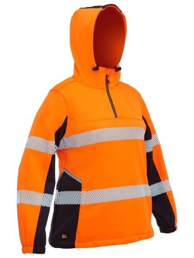 Picture of Bisley Ladies Flex and Move Hi-Vis Taped Liquid Repellent Fleece Hoodie