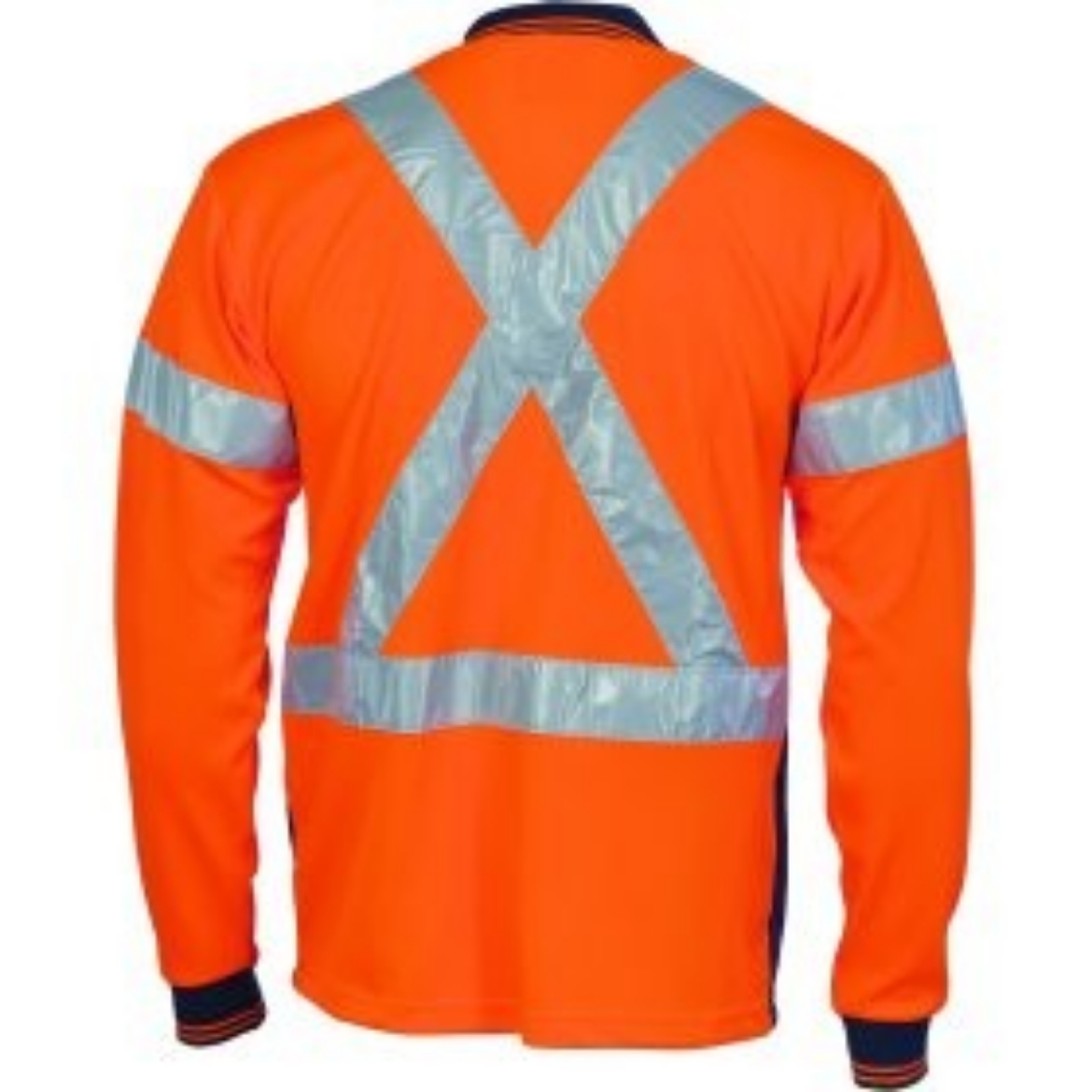 Picture of Polo Shirt Long Sleeve Polyester Micromesh with X Pattern Reflective Tape 2 Tone