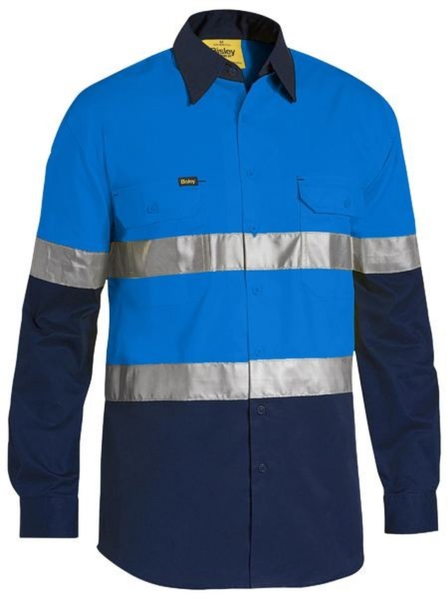 Picture of Bisley Cool Lightweight Shirt Long Sleeve 2 Hoop Reflective Tape