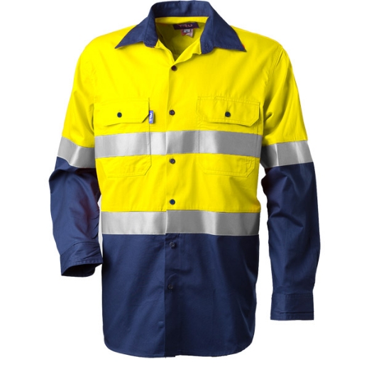 Picture of Tru Lightweight Cotton Drill Shirt Long Sleeve 2 Tone with 2 Hoop Tape