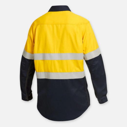 Picture of King Gee ShieldTec Fire Resistant Lenzing Hi-Vis Spliced Open Front Taped Shirt