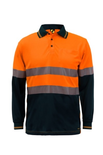 Picture of Work Craft Hi-Vis Long Sleeve Micromesh Reflective Polo with Pocket