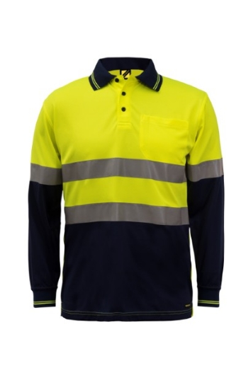 Picture of Work Craft Hi-Vis Long Sleeve Micromesh Reflective Polo with Pocket