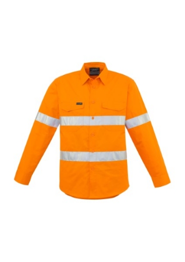 Picture of Syzmik Mens Shirt Mid Weight Hi Vis Hoop Reflective Tape Orange