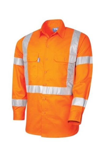 Picture of Tru Lightweight NSW Rail Vented L/S Hi-Vis Drill Shirt with Perforated Reflective Tape