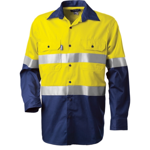 Picture of Tru Lightweight Cotton Drill Shirt Vented Long Sleeve with Reflective Tape