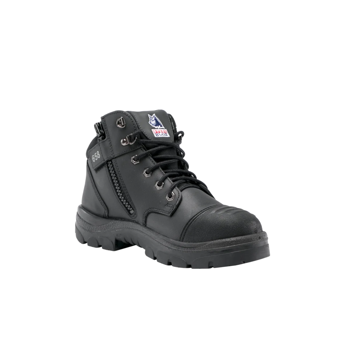 Picture of Steel Blue Parkes Zip Side Lace up Boot with Scuff Cap