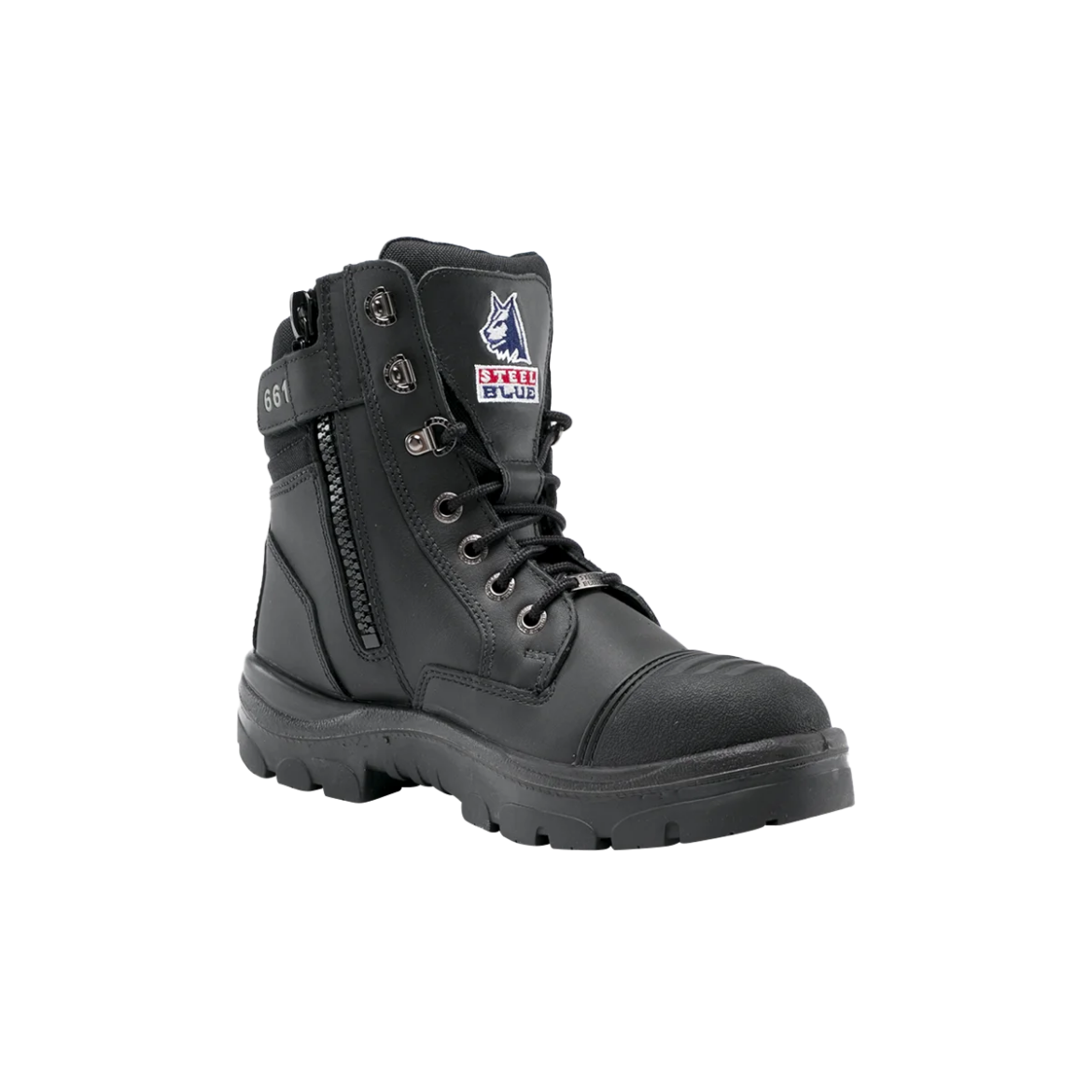 Picture of Steel Blue Southern Cross Lace Up Zip Side Boot with Scuff Cap