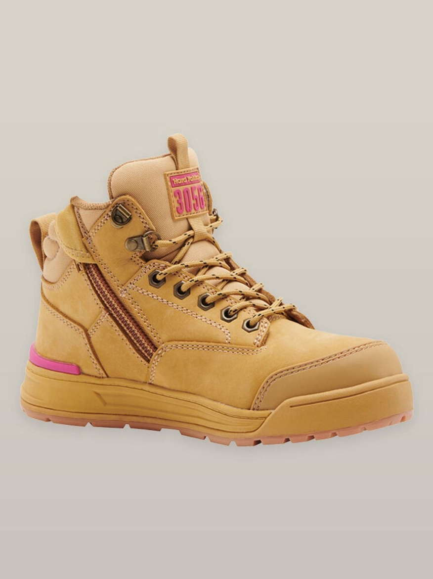 Picture of Hard Yakka 3056 Ladies Lace Up Zip Sided Boot Wheat