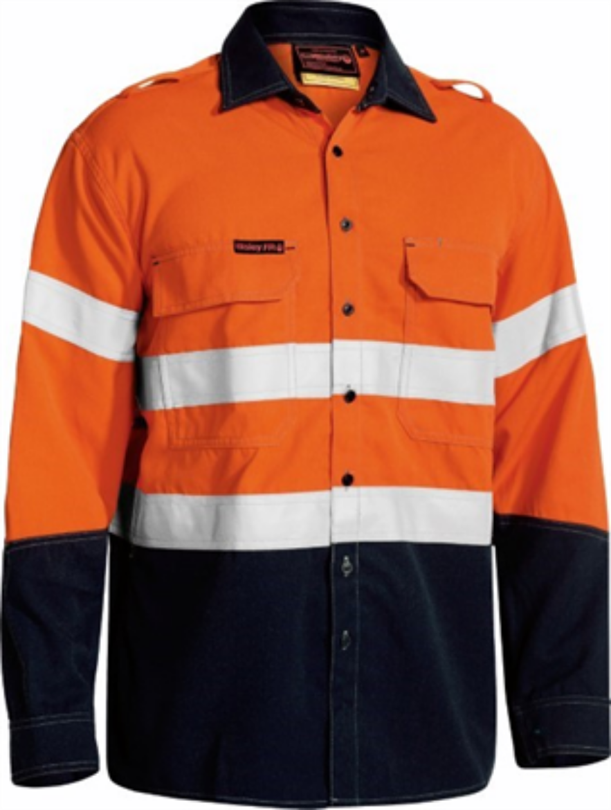 Picture of Bisley Flame Resistant Tencate Tecasafe Vented Shirt Long Sleeve 2 Hoop Pattern Reflective 238gsm HRC 2 ATPV 8-9