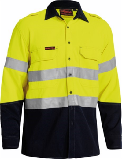 Picture of Bisley Flame Resistant Tencate Tecasafe Vented Shirt Long Sleeve 2 Hoop Pattern Reflective 238gsm HRC 2 ATPV 8-9