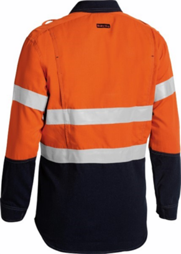 Picture of Bisley Flame Resistant Tencate Tecasafe Vented Shirt Long Sleeve 2 Hoop Pattern Reflective 238gsm HRC 2 ATPV 8-9