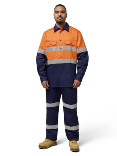 Picture of Hard Yakka Cotton Drill Shirt Long Sleeve with 3M Reflective Tape