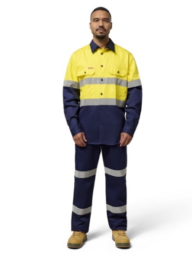 Picture of Hard Yakka Cotton Drill Shirt Long Sleeve with 3M Reflective Tape