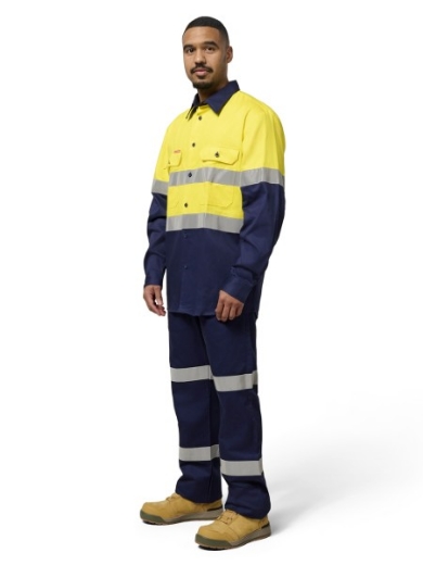 Picture of Hard Yakka Cotton Drill Shirt Long Sleeve with 3M Reflective Tape