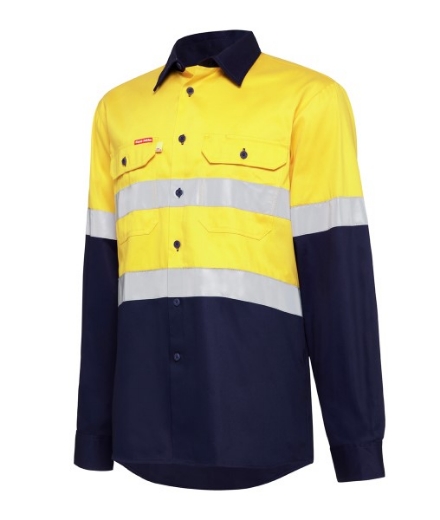 Picture of Hard Yakka Cotton Drill Shirt Long Sleeve with 3M Reflective Tape