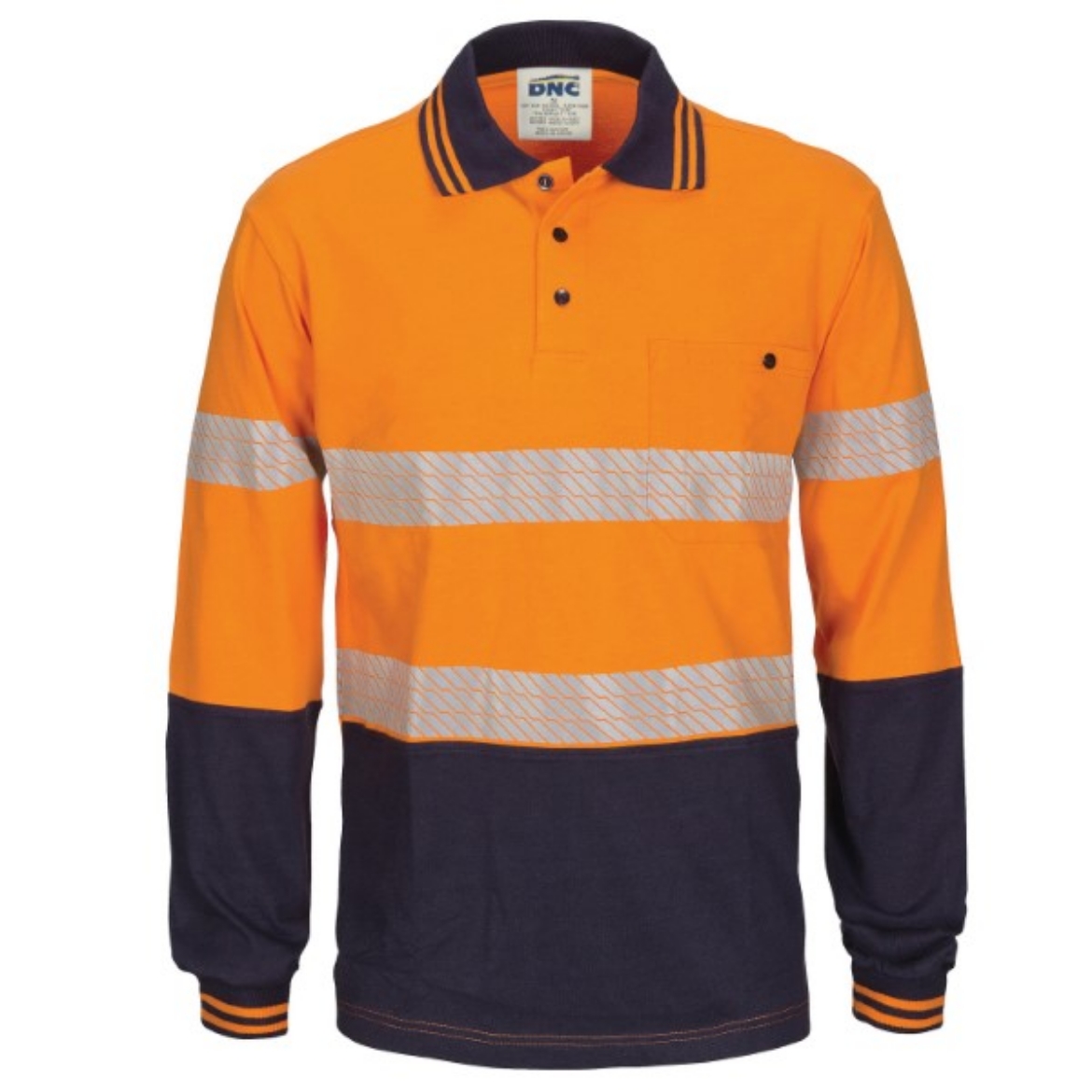 Picture of DNC Cotton Jersey Polo Shirt Long Sleeve with Segmented Reflective Tape