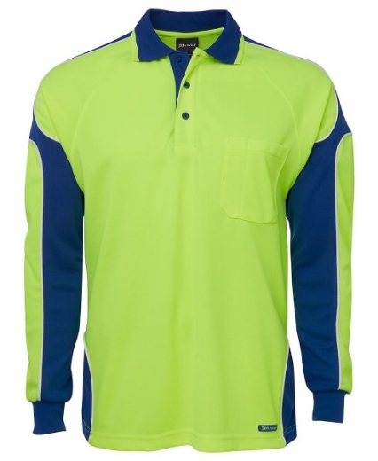 Picture of JB's Hi Vis Arm Panel Polo Shirt Long Sleeve 100% Polyester 2 Tone