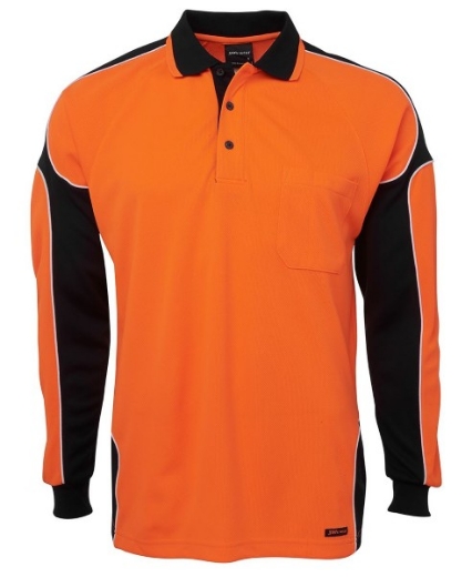 Picture of JB's Hi Vis Arm Panel Polo Shirt Long Sleeve 100% Polyester 2 Tone