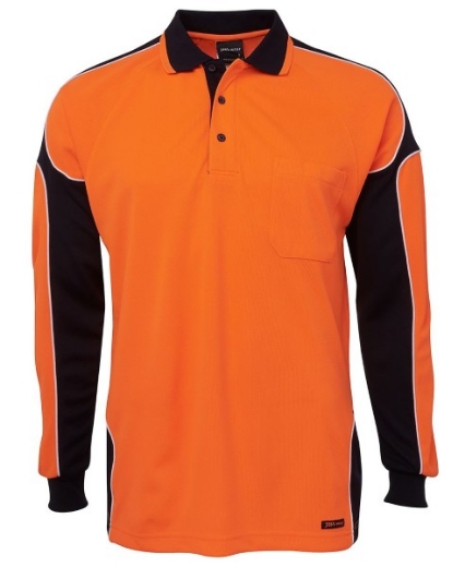 Picture of JB's Hi Vis Arm Panel Polo Shirt Long Sleeve 100% Polyester 2 Tone