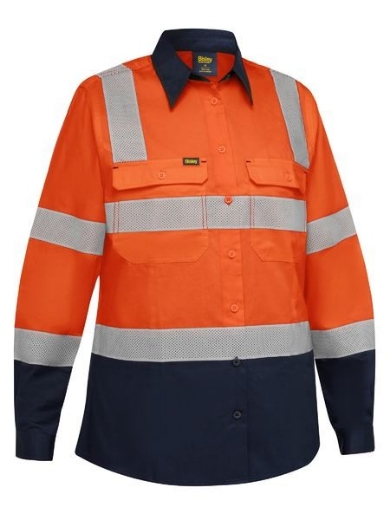 Picture of Bisley Ladies Taped Biomotion Hi Vis Cool Lightweight Vented Shirt