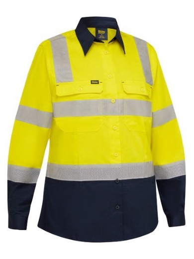 Picture of Bisley Ladies Taped Biomotion Hi Vis Cool Lightweight Vented Shirt