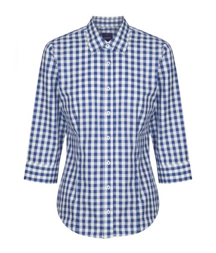 Picture of Gloweave Ladies Degraves Royal Oxford Check 3/4 Sleeve Shirt