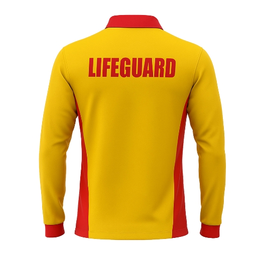 Picture of Polo Shirt Mens Long Sleeve Gold Body Red Panels