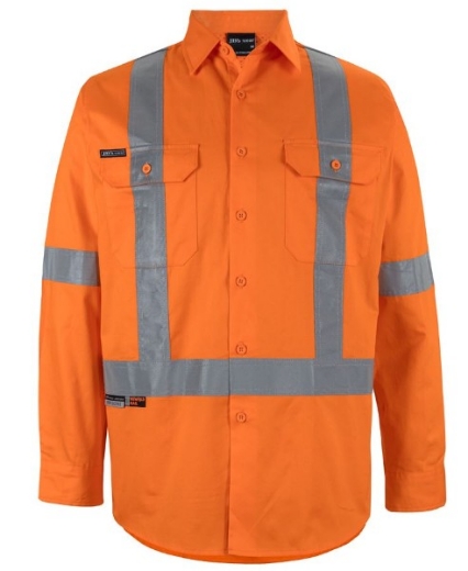 Picture of JB's Hi Vis Shirt Cotton Drill Long Sleeve Cross Back Orange