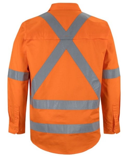 Picture of JB's Hi Vis Shirt Cotton Drill Long Sleeve Cross Back Orange