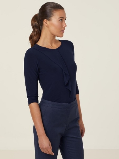 Picture of NNT Ladies Soft Jersey 3/4 Round Neck Top with Drape Detail