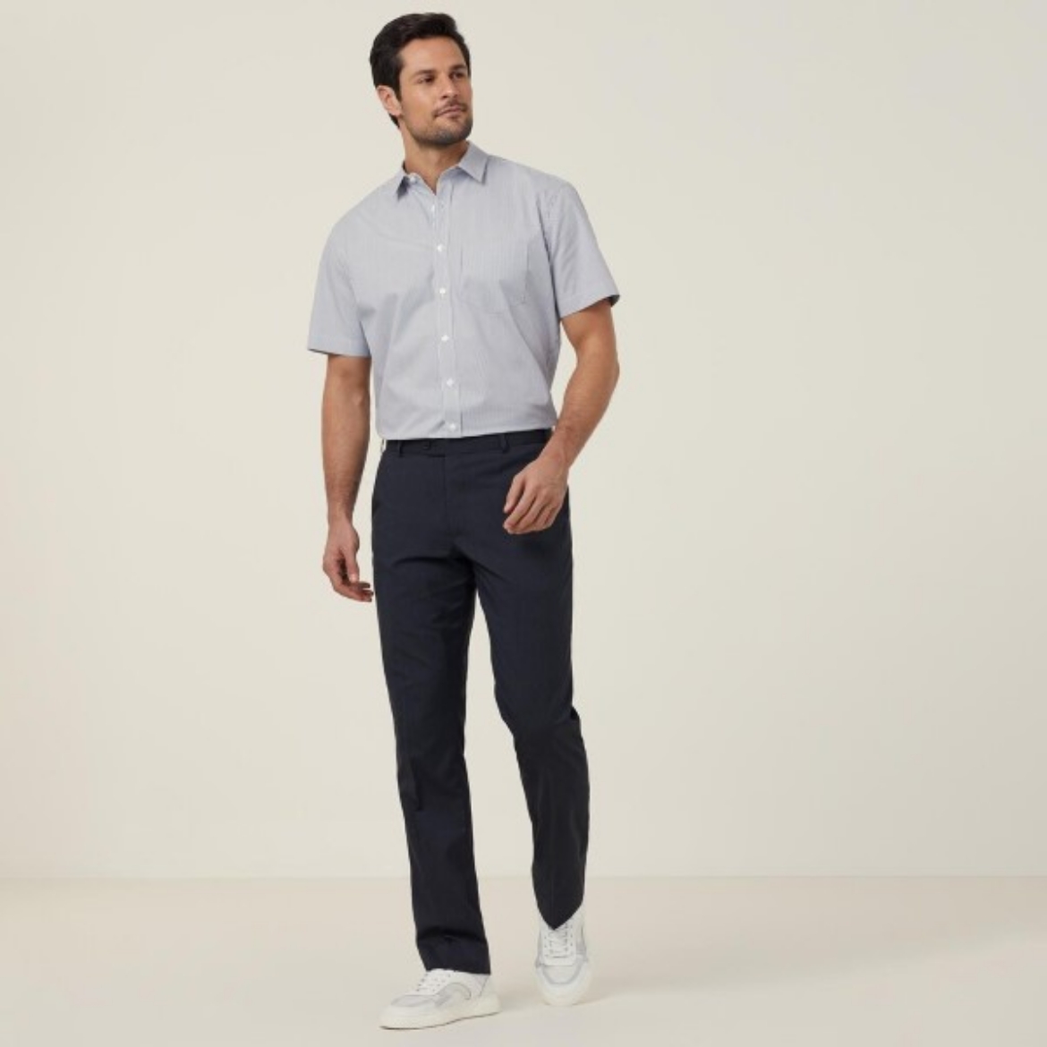 Picture of NNT Mens Avignon Fine Block Stripe Stretch Shirt Short Sleeve